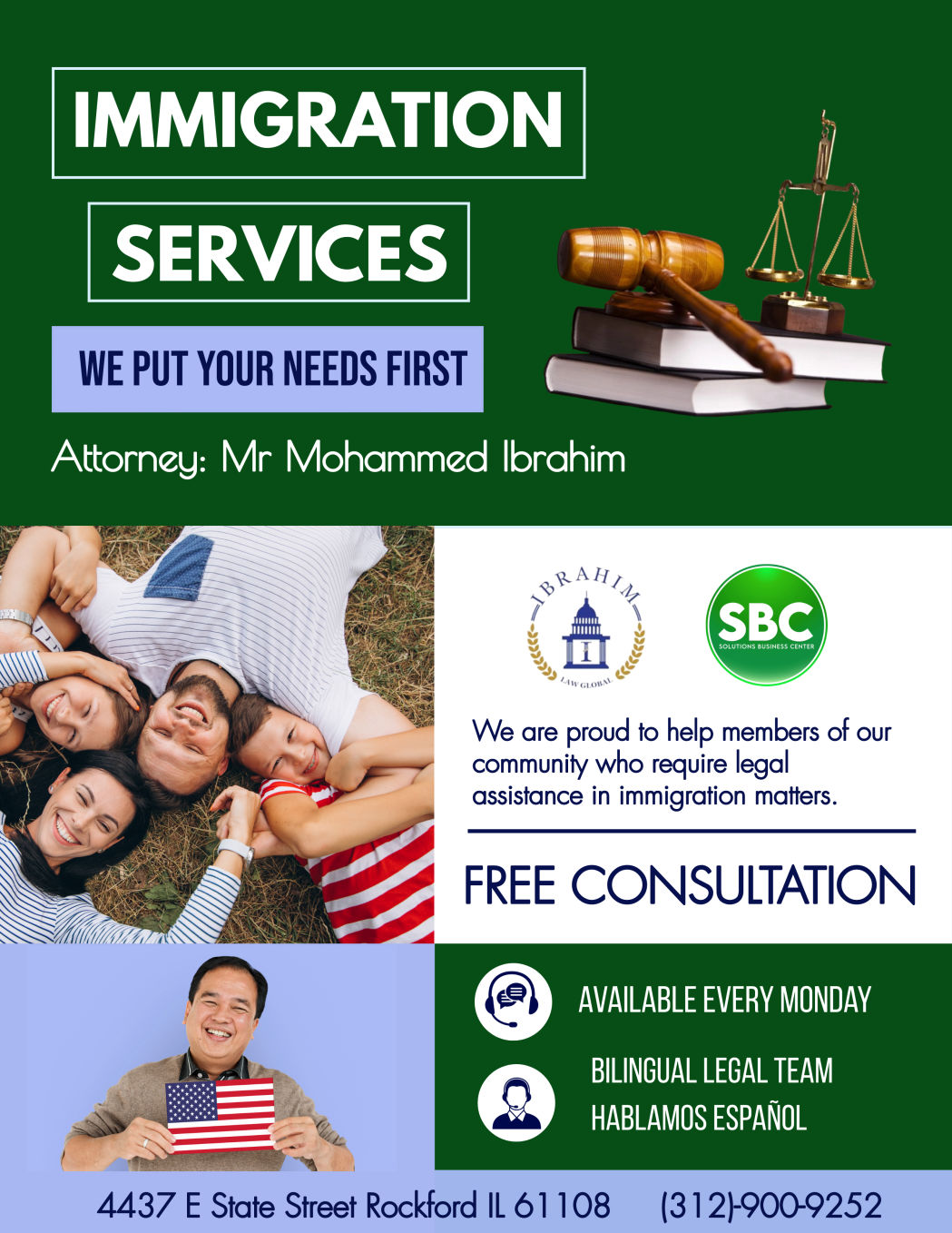 Immigration Services free consultation flyer